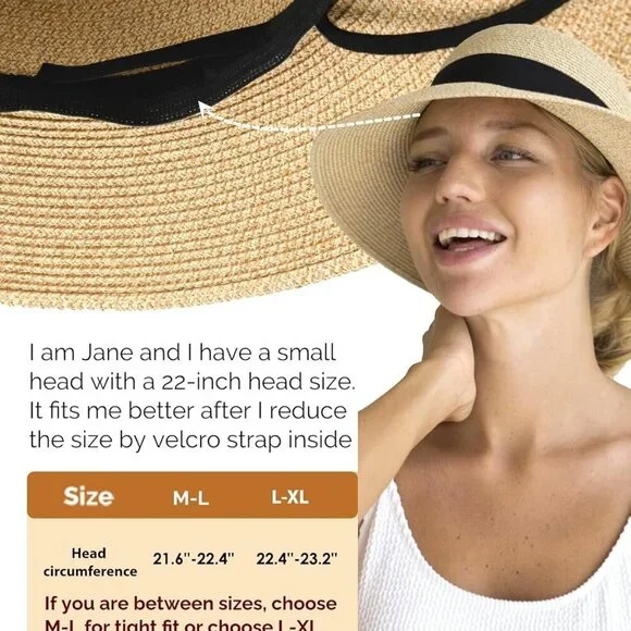 Womens Beach Sun Straw Hat UV UPF 80+ Travel Foldable Brim Summer UV Hat